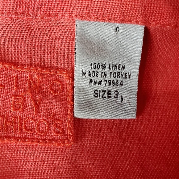 Chico's Linen Long Button Front Shirt Coral Size 3=XL Travel Breathable - Picture 10 of 12